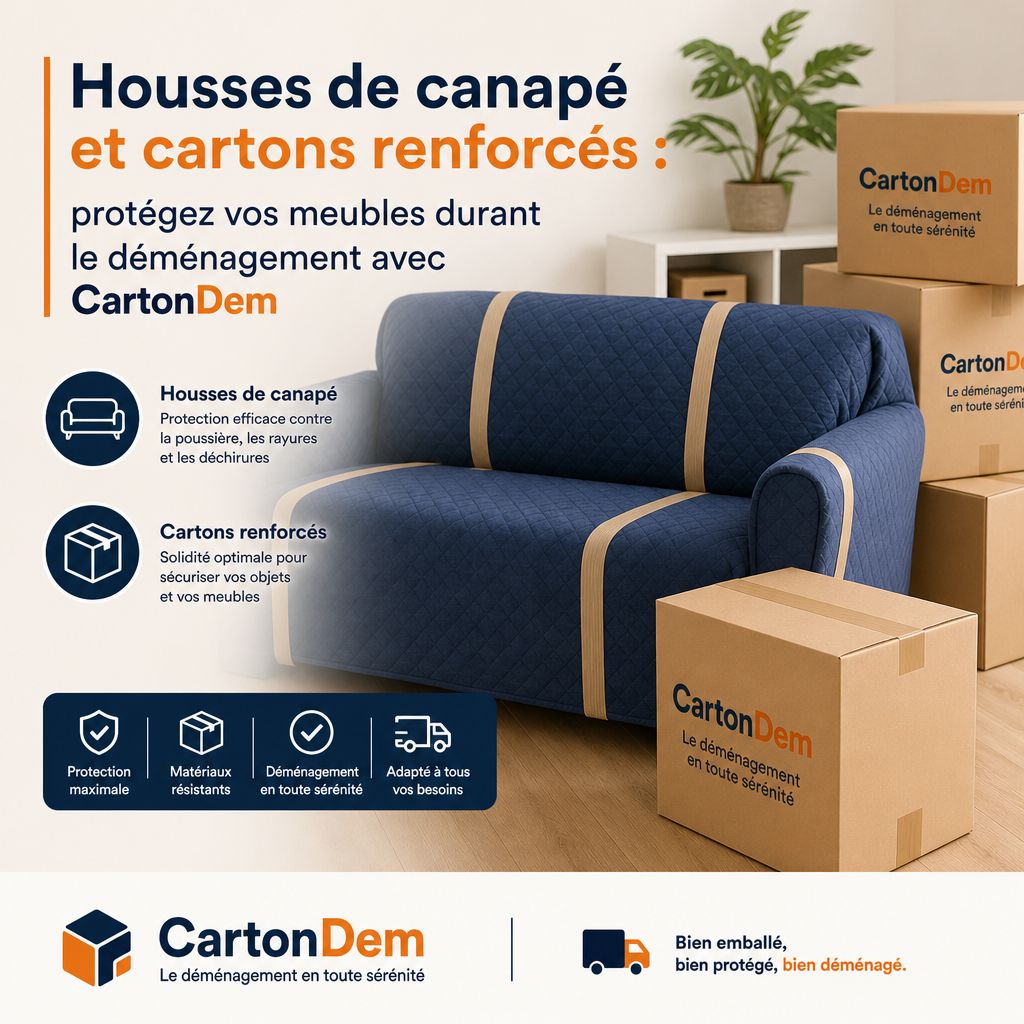 Housses de canapé et cartons renforcés : protégez vos meubles durant le déménagement avec CartonDem