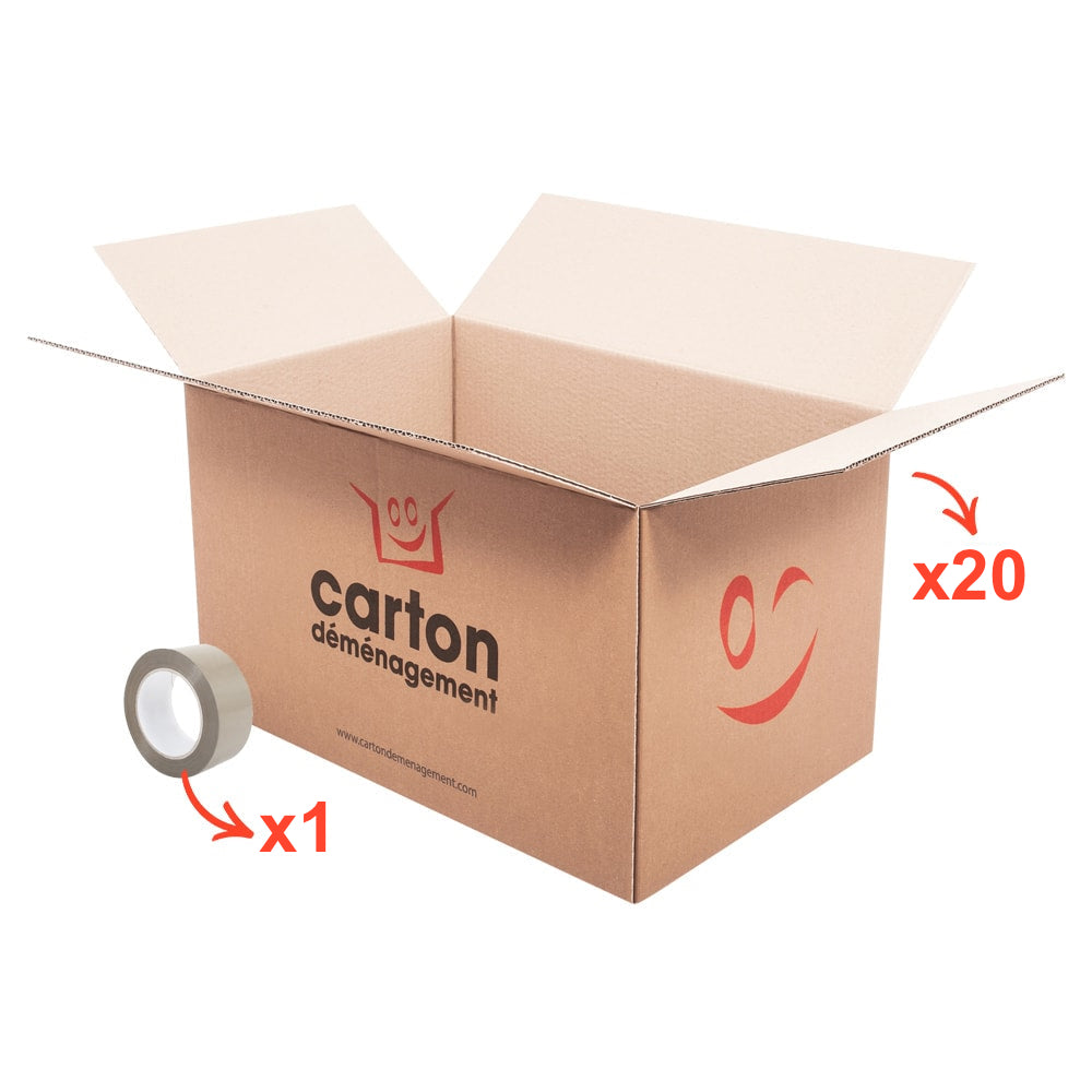 Pack 20 cartons standards +  adhésifs gratuits